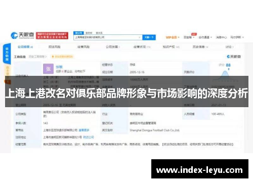 上海上港改名对俱乐部品牌形象与市场影响的深度分析