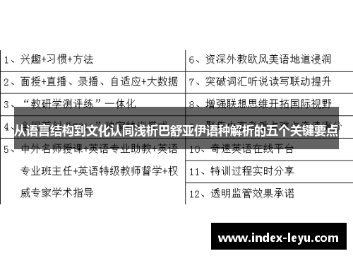 从语言结构到文化认同浅析巴舒亚伊语种解析的五个关键要点 从语言结构到文化认同浅析巴舒亚伊语种解析的五个关键要点