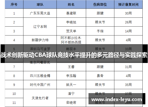 战术创新驱动CBA球队竞技水平提升的多元路径与实践探索